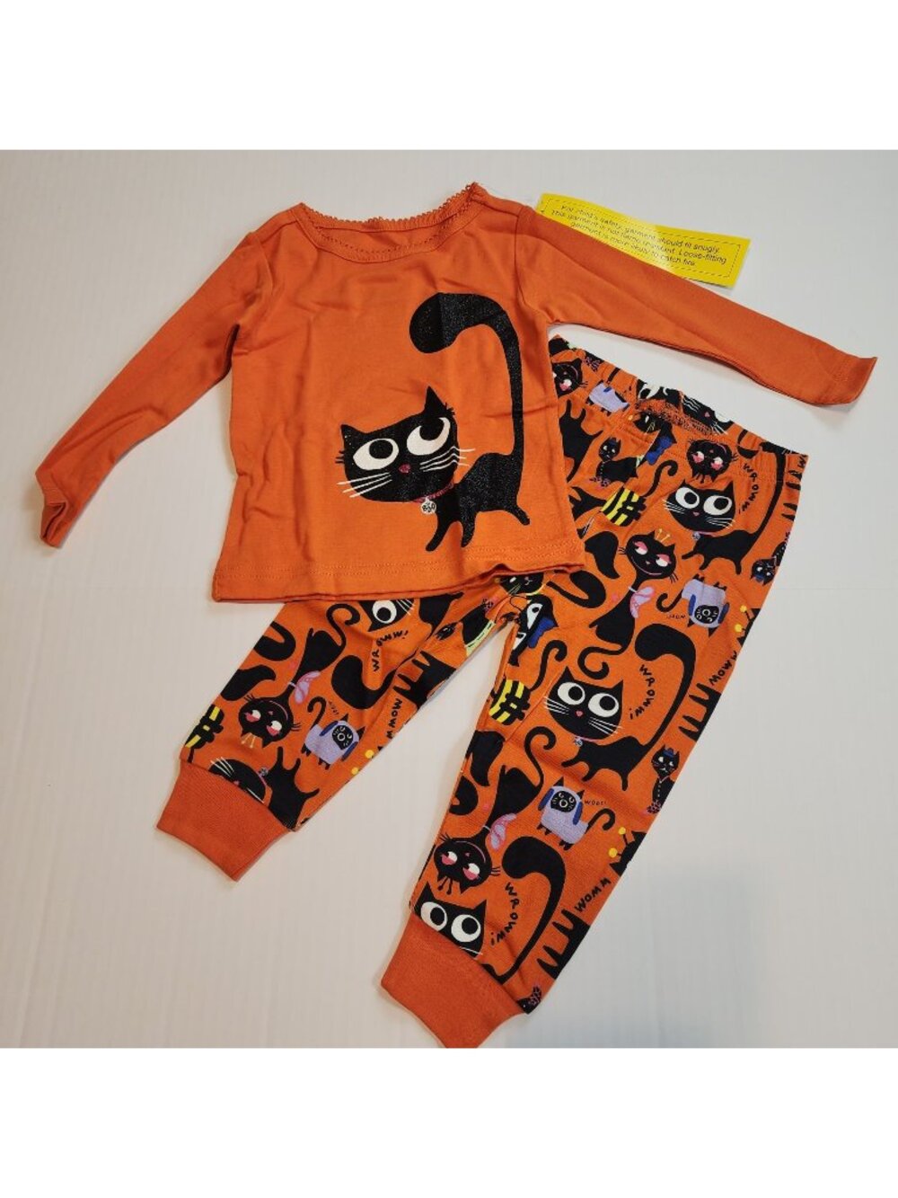 Crazy 8 Pajama Set baby girl 12-18 months Halloween Black Cats New